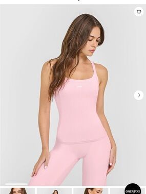 NWT Oner Active MELLOW™ RIB RACER BACK Petal Pink TANK TOP W/ Bra Size Large